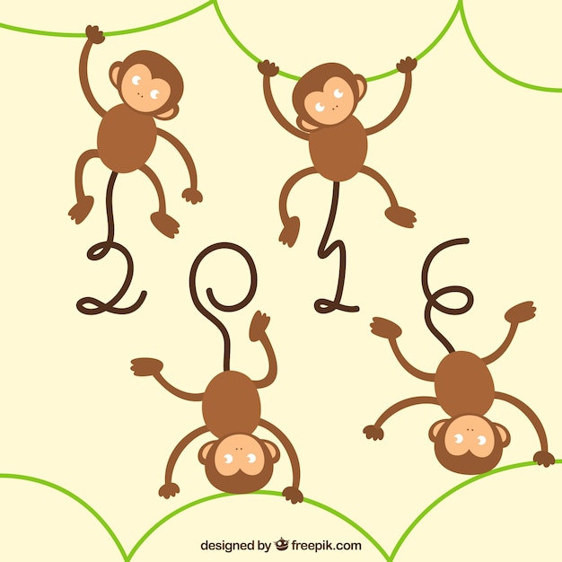 Free vector monkey new year background in a childish style