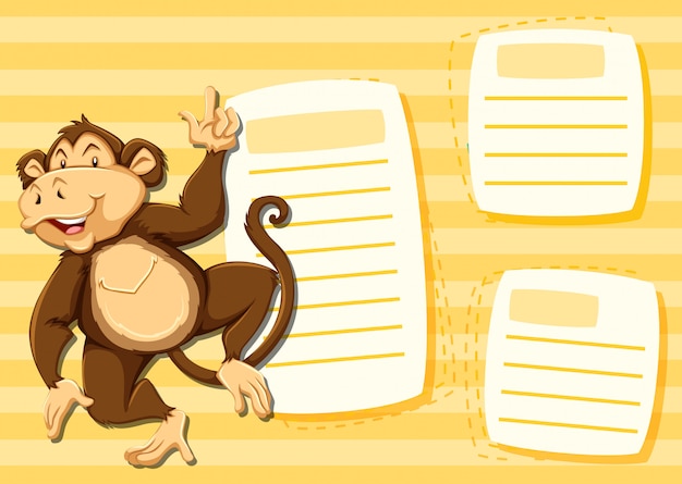 Free vector monkey on note template