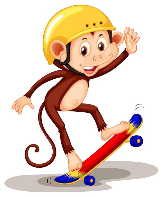 Free vector monkey playing on skateboard