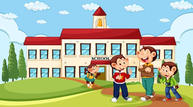 Free Vector monkey at the school