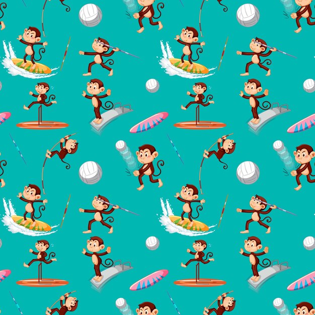 Monkey seamless pattern background