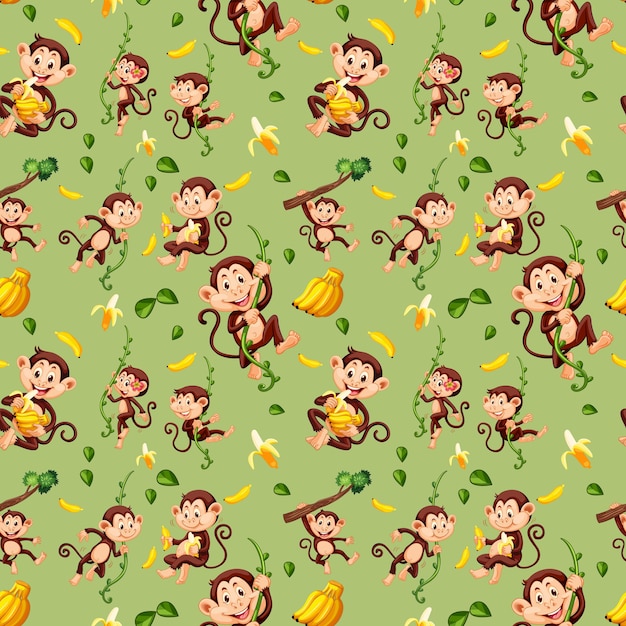 Free vector monkey seamless pattern background