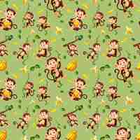 Free vector monkey seamless pattern background