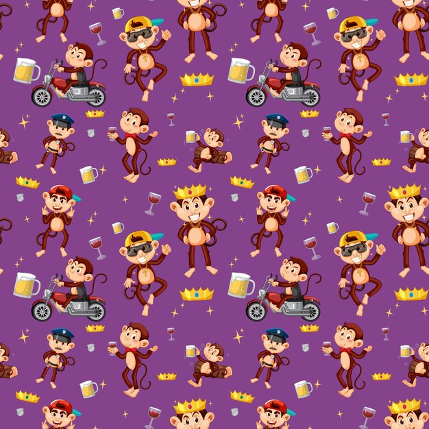 Monkey seamless pattern background