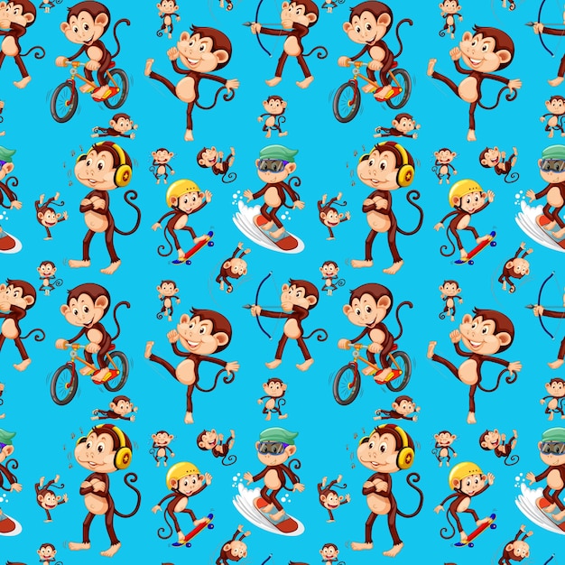 Monkey seamless pattern background