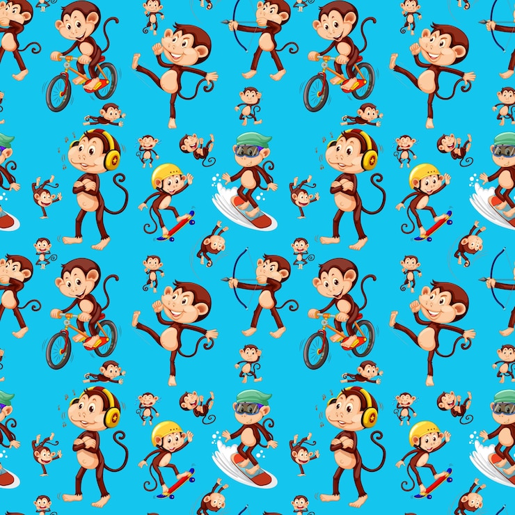 Free Vector monkey seamless pattern background