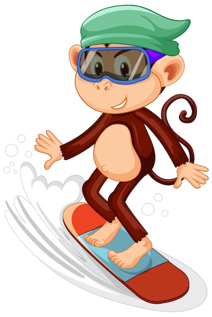 Monkey on skateboard cartoon character