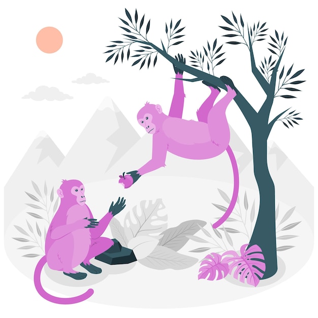 Vettore gratuito illustrazione del concetto di scimmie