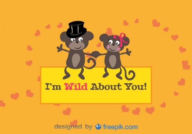 Free vector monkeys in love valentine's day card