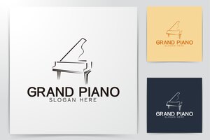 mono line piano, musical logo designs inspiration isolated on white background