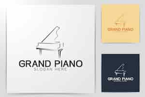 Vettore gratuito pianoforte a linea mono, logo musicale disegni ispirazione isolata su sfondo bianco