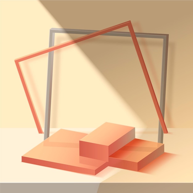 Free vector monochromatic abstract 3d podium