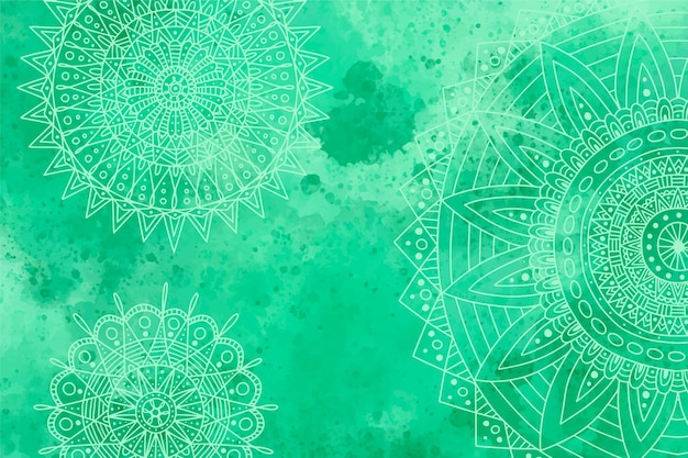 Monochromatic background in watercolor with mandalas