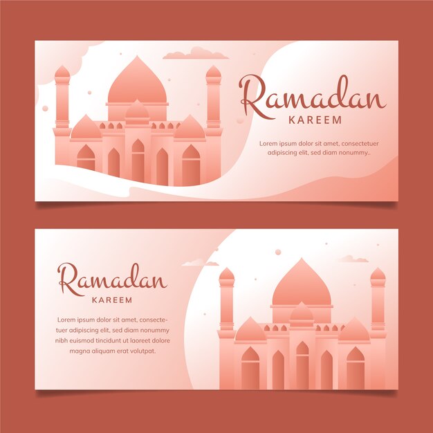Monochromatic flat design ramadan banners