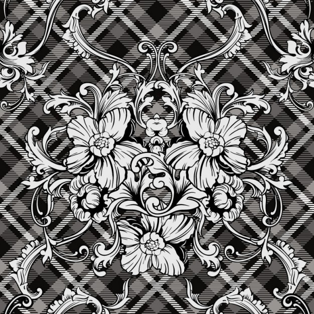 Free Vector monochromatic floral ornaments