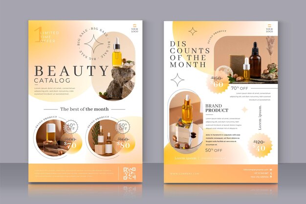 Monochromatic gradient beauty product catalog