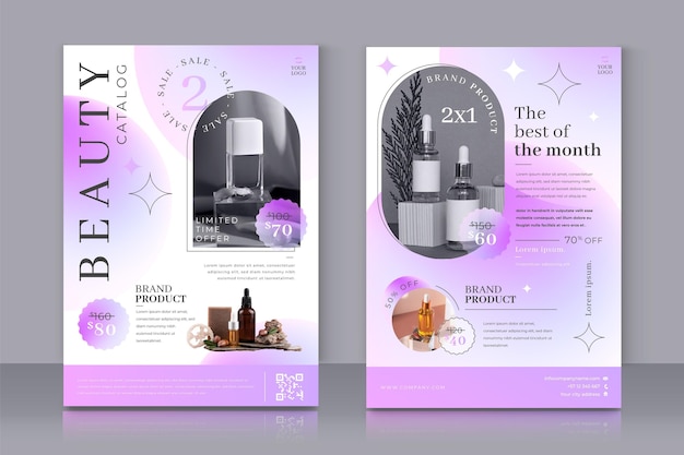 Monochromatic gradient beauty product catalog