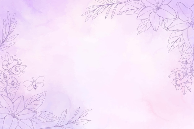 Free vector monochromatic hand painted background with drawn nature elements