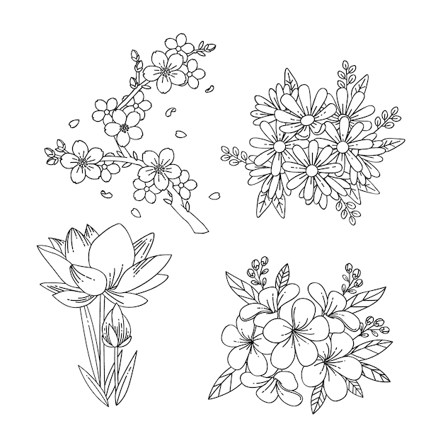 Monochromatic spring flowers collection