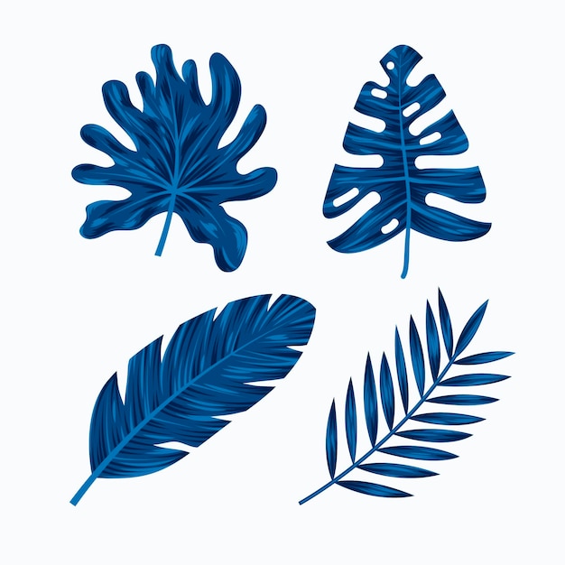 Free vector monochromatic tropical leaves pack