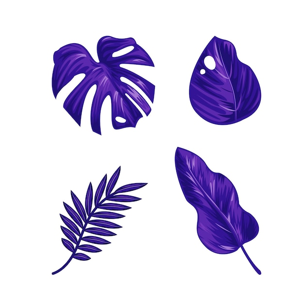 Free vector monochromatic tropical leaves pack