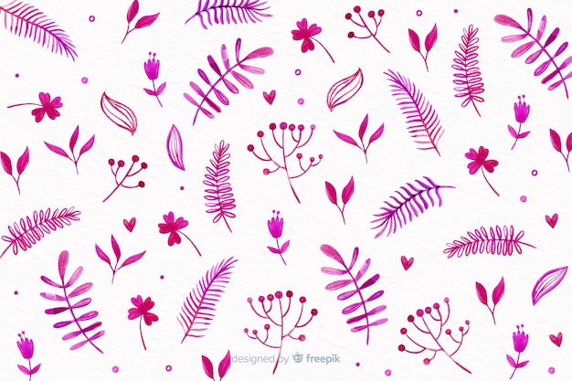 Monochromatic watercolor flowers background