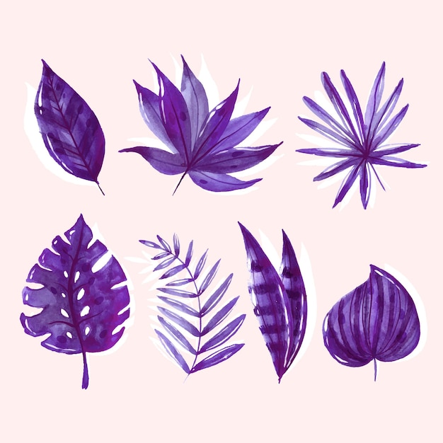 Free vector monochromatic watercolor tropical leaves