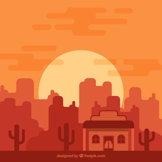 Free vector monochromatic wild west background in flat design