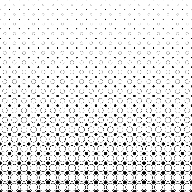 単色の抽象的な円のパターンの背景 - ドットとサークルからのモノクロ幾何学的なベクトルデザイン