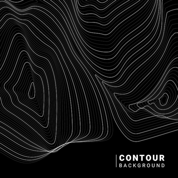 Free vector monochrome abstract contour line illustration