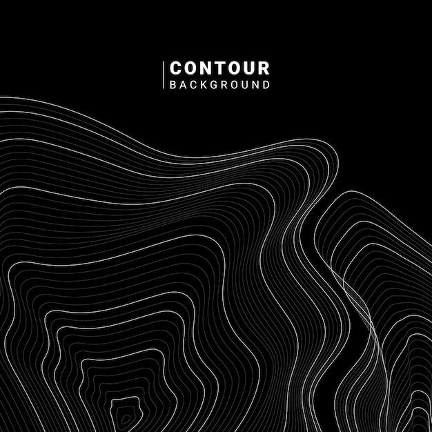 Monochrome abstract contour line illustration