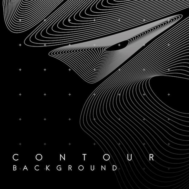 Free vector monochrome abstract contour line illustration