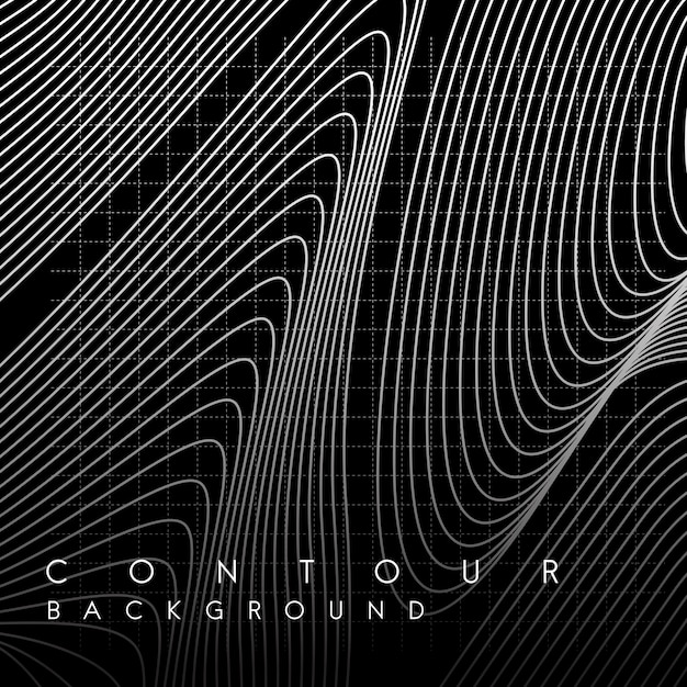 Monochrome abstract contour line illustration