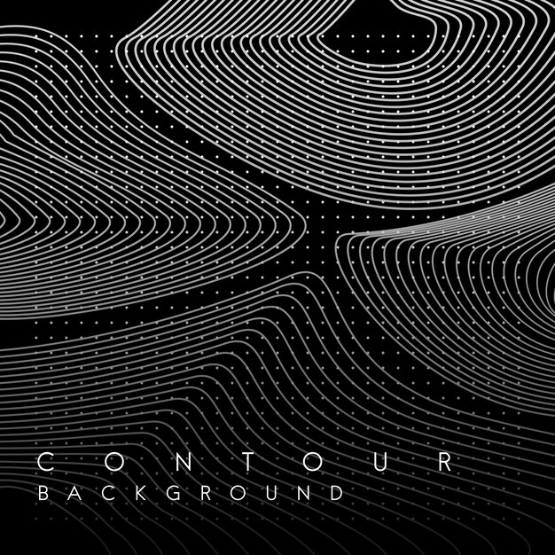 Monochrome abstract contour line illustration