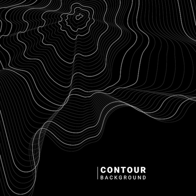 Monochrome abstract contour line illustration
