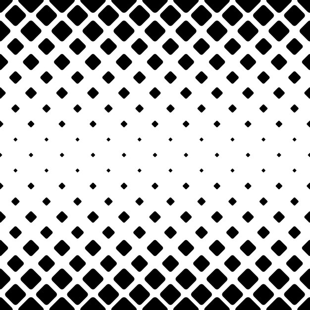 単色の抽象的な正方形のパターンの背景 - 斜めの丸い四角からの白黒の幾何学的なベクトルデザイン