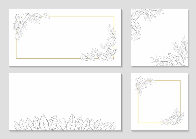 Free vector monochrome botanical frame set isolated on a gray