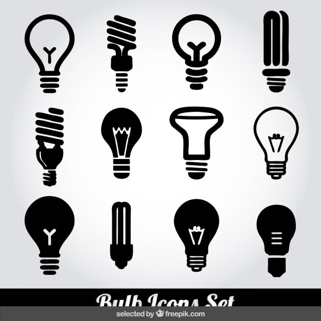 Free vector monochrome bulb icons set