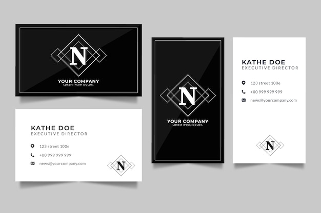 Monochrome business cards concept