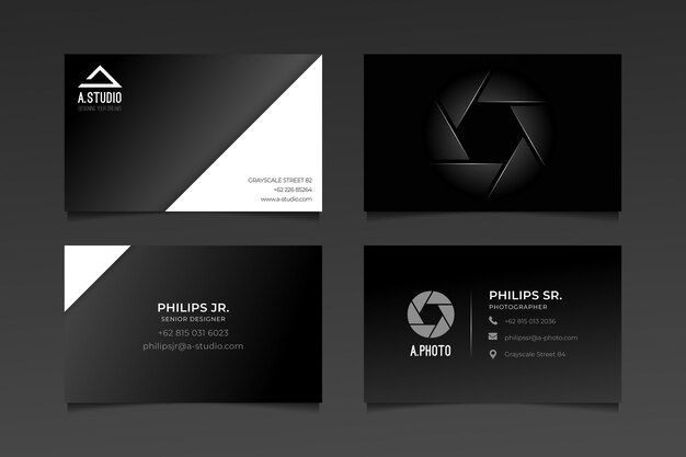 Monochrome business cards concept