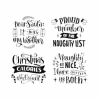 Free vector monochrome christmas elements stickers collection