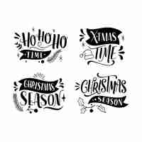 Free vector monochrome christmas elements stickers collection