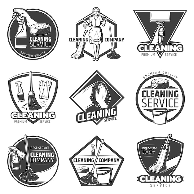 monochrome cleaning service logo