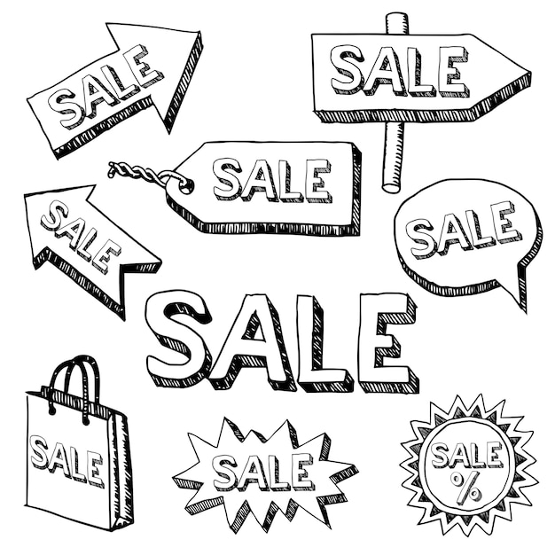 Free vector monochrome creative realistic poster with different arrows and word sale