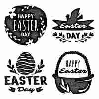 Free vector monochrome easter stickers collection