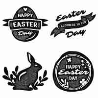 Free vector monochrome easter stickers collection