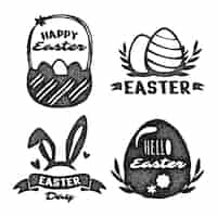 Free vector monochrome easter stickers collection