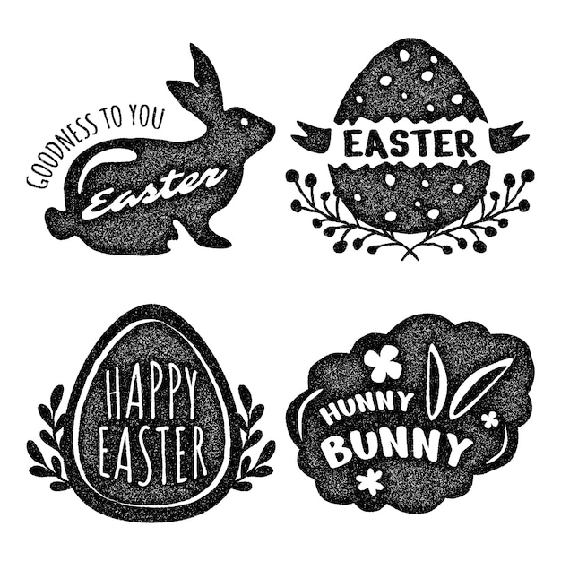 Monochrome Easter Stickers Collection – Free Vector Download for Vector Templates