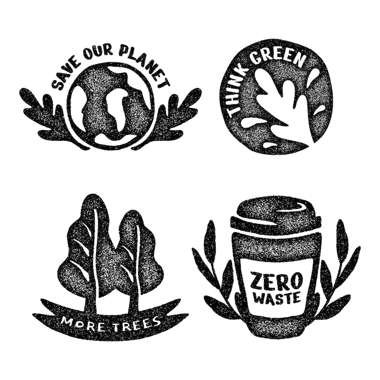 Free Vector monochrome ecology stickers collection