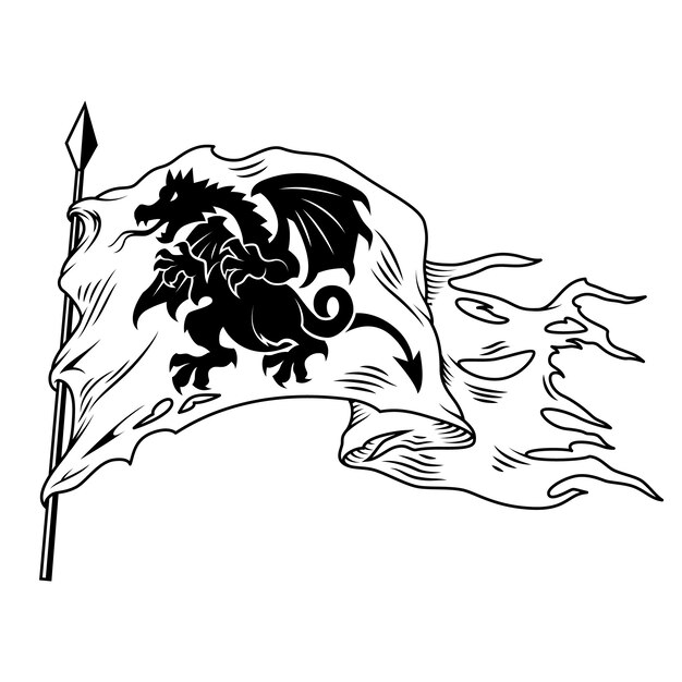 Монохромный флаг с драконом